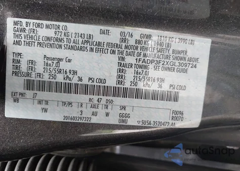 2016 Ford Focus Se из США, поврежденный, VIN 1FADP3F2XGL309724